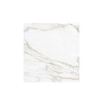 Porcelanato 120x120 Gold Calacatta súper brillante Sunhearrt, vista cenital de la pieza con vetas doradas y grises