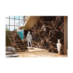 Porcelanato 120x120 Pórtico negro mármol super brillante Sunhearrt, ambientación de pared y escaleras en salón moderno
