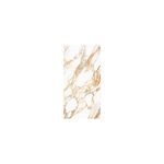 Porcelanato 60 x 120 Aura Gold Mármol Br Sunhearrt, pieza individual con vetas doradas y fondo blanco brillante