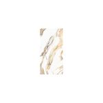 Porcelanato 60 x 120 Aura Gold Mármol brillante Sunhearrt, detalle de la veta marmoleada en tonos dorados y blanco