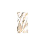 Porcelanato 60x120 Aura Gold Mármol brillante Sunhearrt, pieza individual con vetas doradas y grises sobre fondo blanco