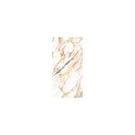 Porcelanato 60 x 120 Aura Gold Mármol Brillante Sunhearrt, detalle de la veta marmoleada en tonos blancos y dorados