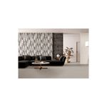 Porcelanato 60 x 60 Canova Ice Gris Carving Mate Sunhearrt, instalado en el piso de una sala moderna con sofá negro