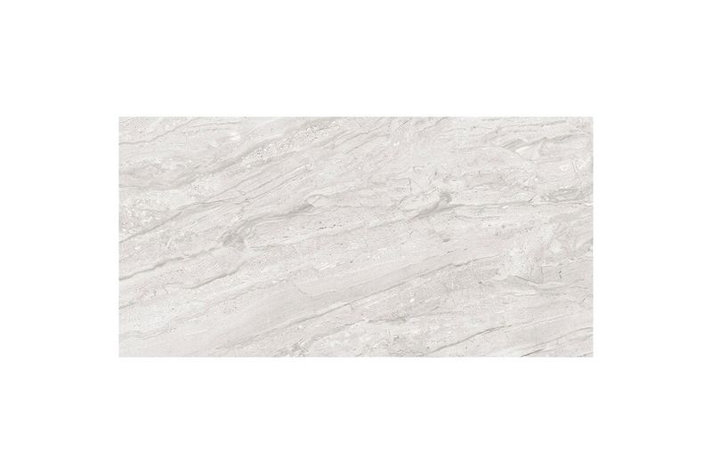 Porcelanato 60 x 120 Dyna Royal Grey mármol brillante rectificado Sinsa, vista frontal de la pieza con vetas grises