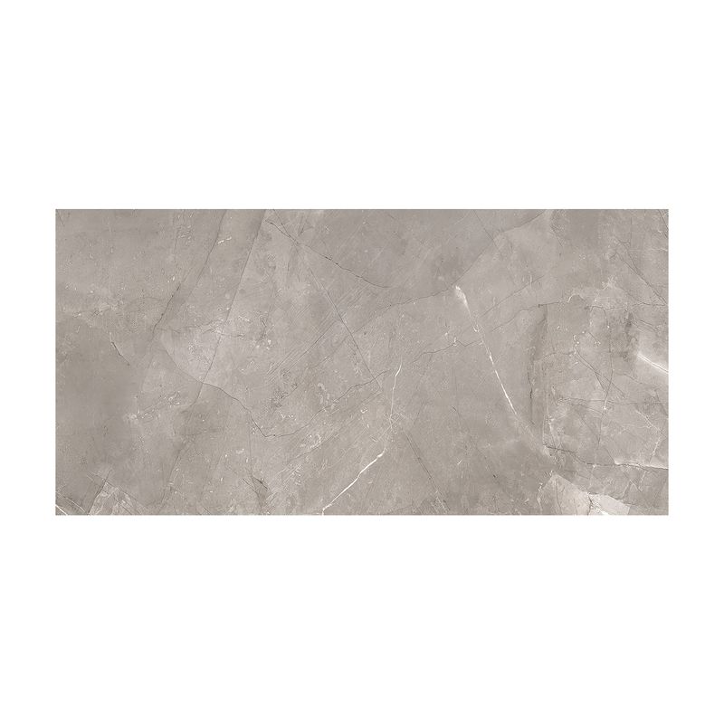 Porcelanato 60 x 120 Adobe Graphite Mármol brillante Sunhearrt, primer plano de la pieza con vetas grises y blancas