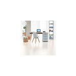 Baldosa 45 x 45 Esset Gray HD esfumado satinado Cecafi, instalada en el piso de una oficina con escritorio y silla