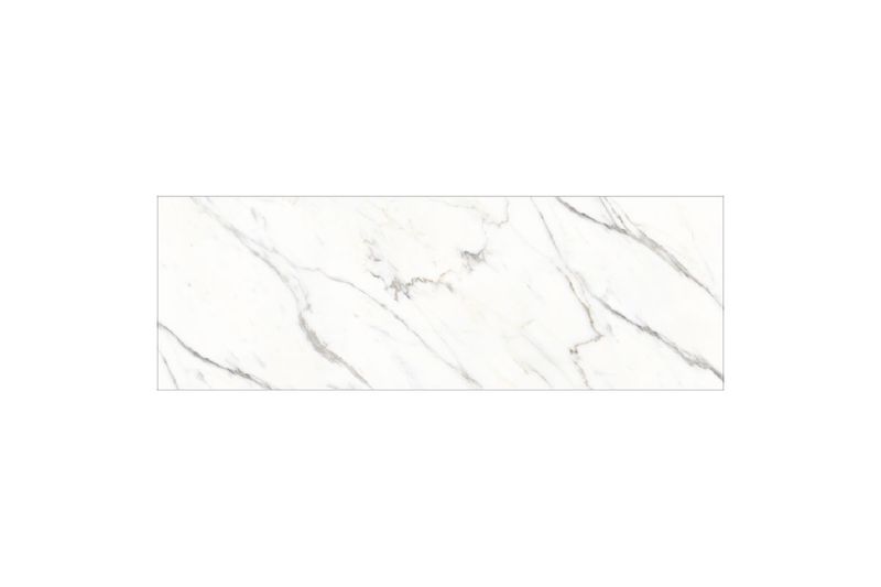Porcelanato 80x240 15 mm Carving Pacific White Mármol Sinsa, pieza rectangular blanca con vetas grises marmoleadas