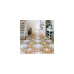 Baldosa 33x33 Carnaval Río Beige Lamosa, ambientación de piso instalado en una habitación con muebles blancos