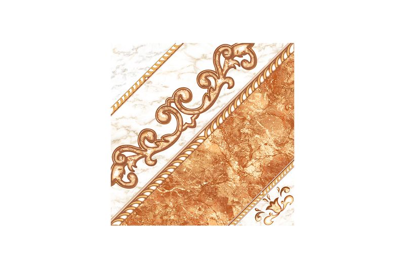 Baldosa 33x33 Carnaval Río Beige FDX Geo BR Lamosa, primer plano del diseño ornamental con arabescos y tonos ocres