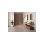 Azulejo 20x60 Bone Amira mate Emotion Cerámicas, ambiente de baño moderno con azulejos instalados en pared y piso