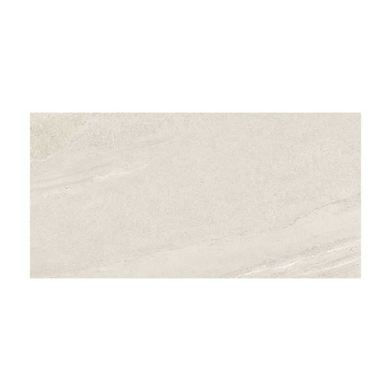 Porcelanato 60 x 120 cemento blanco Geotiles, vista frontal de la pieza rectangular con textura mineral clara