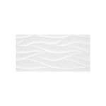 Azulejo 25x50 Stn Cerámica, pieza blanca brillante con relieve de ondas horizontales