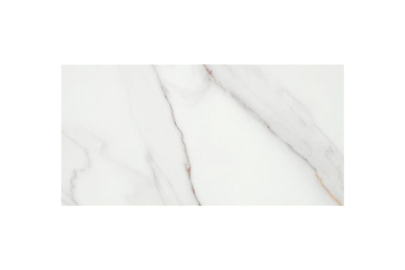 Azulejo 30x60 Lumiere natural brillante Stn Cerámica, pieza rectangular blanca con vetas grises y doradas