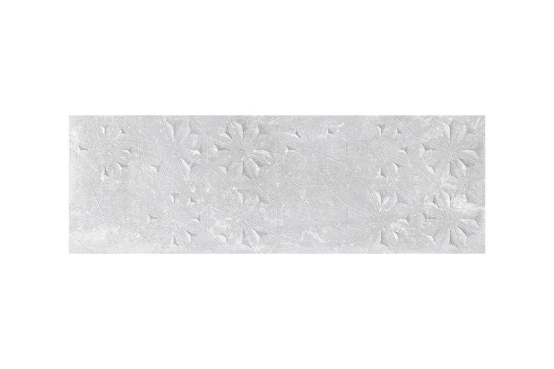 Azulejo 30x90 Arduin Art Deco grey mate rect Sinsa, vista frontal de la pieza con relieve geométrico decorativo