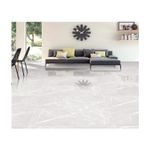 Porcelanato 60x120 Lucid Bianco Brillante Rect Sinsa, ambientación de sala con el producto instalado en el piso