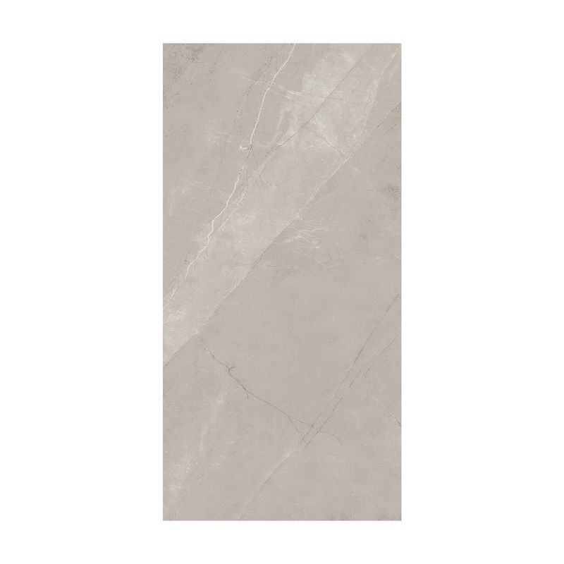 Porcelanato 60 x 120 Lanzarote gris brillante rectificado Sinsa, pieza rectangular con vetas blancas lineales