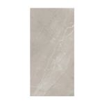 Porcelanato 60 x 120 Lanzarote gris brillante rectificado Sinsa, vista frontal de la pieza con vetas blancas