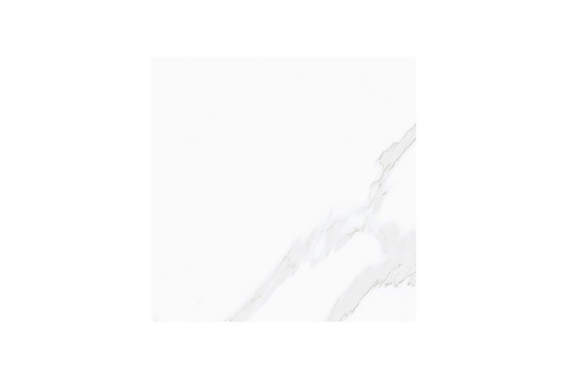 Porcelanato 60x60 mármol Satvario Royal rect Sunheart, primer plano de la pieza con vetas grises sobre fondo blanco