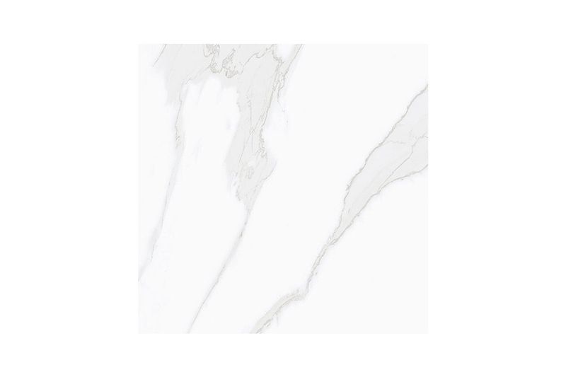 Porcelanato 60x60 mármol Satvario Royal rectificado brillante Sunhearrt, primer plano con vetas grises sobre fondo blanco