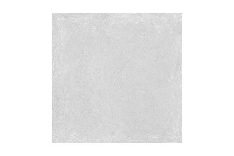 Porcelanato 60 x 60 Poetry Grigio mate rect Sunhearrt, primer plano de la pieza cuadrada con textura cementicia gris clara