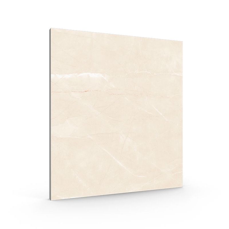 Porcelanato 120x120 Armani beige mármol brillante rectificado Sinsa, vista en perspectiva de la pieza cuadrada