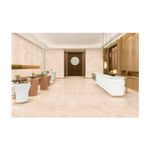 Porcelanato 120x120 Armani beige mármol brillante rectificado Sinsa, ambientación de lobby con piso y paredes instaladas