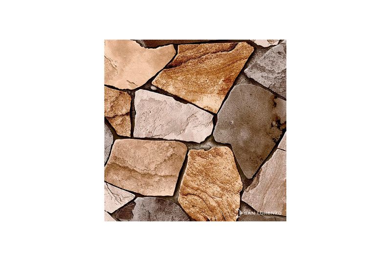 Baldosa 45x45 Gaetano Colors Piedra Mate San Lorenzo, vista frontal del diseño que imita piedras naturales en tonos tierra