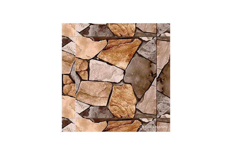 Baldosa 45x45 Gaetano Colors piedra mate San Lorenzo, detalle en primer plano del diseño de piedras irregulares multicolores