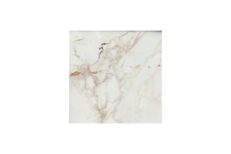 Baldosa 60x60 Balmor blanco mármol Porcelanite, vista frontal de la pieza cuadrada con vetas grises y acabado brillante