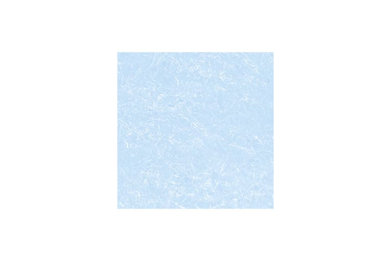Baldosa 36x36 Gales azul mármol semibrillo Porcelanite, vista frontal de la pieza con vetas blancas y tono celeste