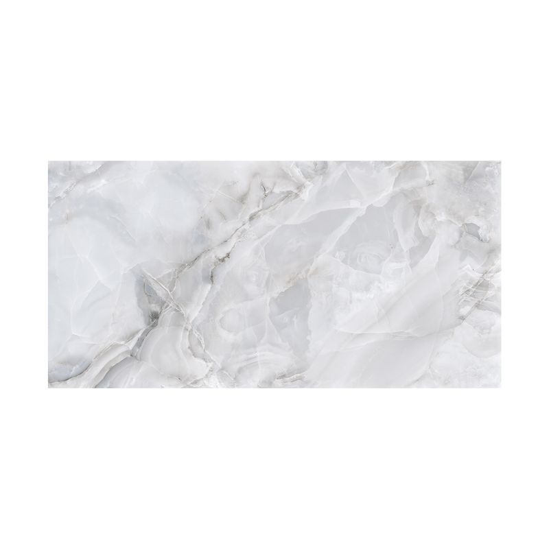 Porcelanato 60x120 gres gris onix mármol brillante Porcelatino, pieza única con vetas naturales en tonos blancos y grises