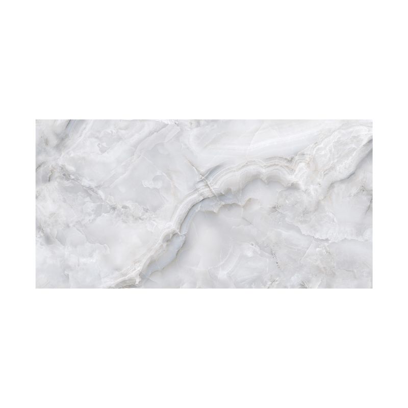Porcelanato 60x120 Porcelatino, vista frontal de la pieza con diseño marmoleado en tonos gris y blanco