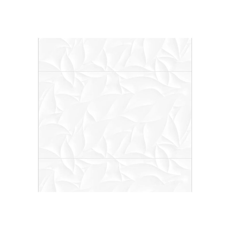 Azulejo Casablanca curva RLV blanco brillante San Lorenzo de 30x60, tres piezas instaladas mostrando relieve orgánico