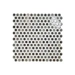 Porcelanato gres hidráulico Penny aqua 31x31 Realonda, vista frontal de mosaico circular en tonos aqua y gris