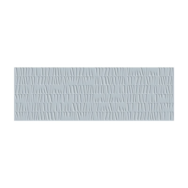 Azulejo 30x90 Sunrise lavanda brillante rectificado Keraben, primer plano de la textura en relieve con líneas verticales