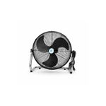 Abanico de piso industrial Nimbus de 20 pulgadas 4950 CFM, vista frontal con rejilla negra y soporte metálico plateado
