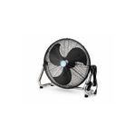 Abanico de piso industrial Nimbus de 20 pulgadas y 4950 CFM, vista frontal con base metálica cromada y aspas negras