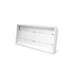 Luminaria LED Troffer 2x4 pies 48 W 6000 lm 4000 K Ilukon, vista posterior del chasis blanco con tiras LED internas