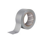 Cinta tape ducto 2 pulgadas x 30 metros gris Truper, rollo de cinta gris con el nombre de la marca en el núcleo