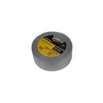 Cinta tape para ducto Pretul de 2 pulgadas x 50 mts gris, vista frontal del rollo destacando la etiqueta amarilla