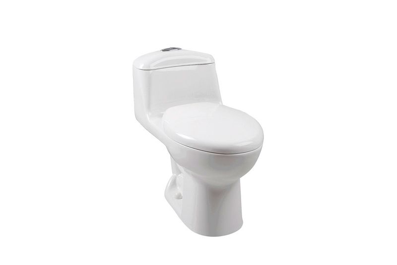 Sanitario blanco elongado cierre suave 64 cm doble descargue 2" Home Plus, vista diagonal completa del inodoro