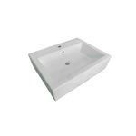 Lavamanos blanco de sobreponer cuadrado 57.50 cm x 46 cm Oakbrook Collection, vista diagonal superior del sanitario