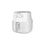 Freidora de aire grande 3.5 lts blanca Black+Decker, vista frontal del equipo con perillas de control y asa