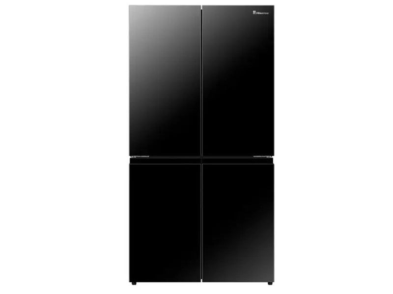 Refrigerador inverter cross door sin dispensador 594 l Hisense, frente completo en color negro con cuatro puertas