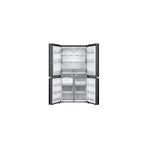 Refrigerador inverter cross door sin dispensador 594 L negra Hisense, vista frontal con todas las puertas abiertas