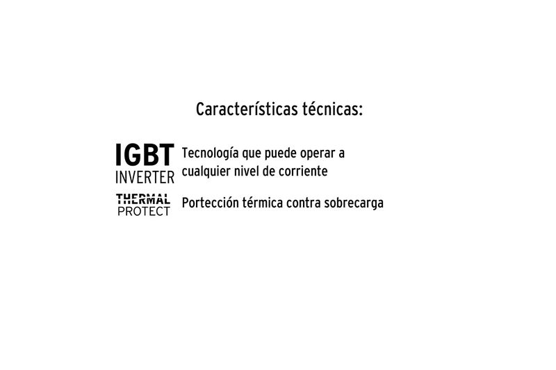 Cortador de plasma Truper de 40 amp y 110/220V con accesorios, gráfico con texto de características técnicas
