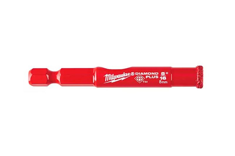 Brocas diamantada para cerámica 5/16 pulgadas Milwaukee, vista lateral de la herramienta en color rojo