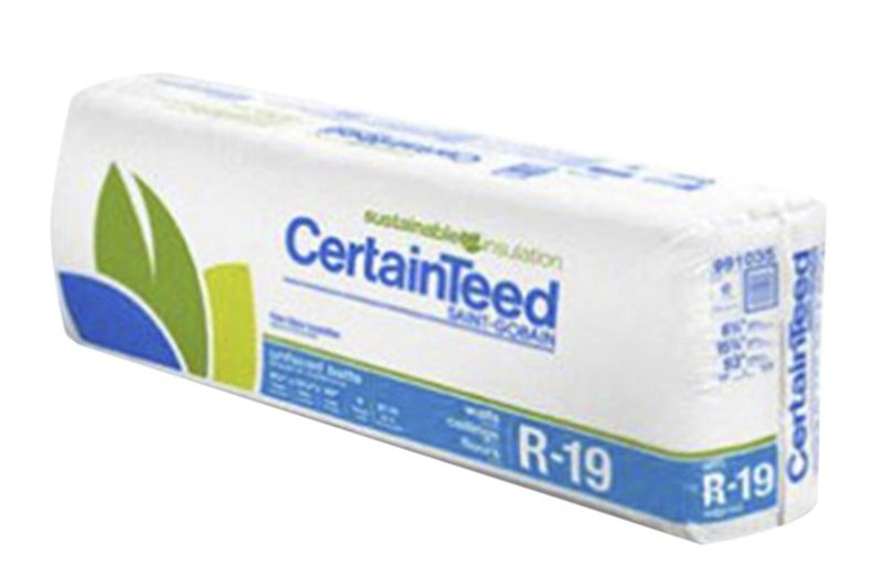 Aislante térmico de fibra de vidrio CertainTeed de 6-1/4x24x96 pulgadas R19, envase plástico blanco con logo y marca