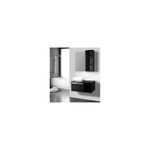 Mueble para baño 80x48 con espejo 80x50 Sinsa negro, ambientado en baño con lavamanos blanco y tina al fondo