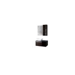 Mueble para baño 80x48 con espejo 80x50 negro SINSA, vista frontal del mueble con lavamanos blanco y espejo lateral